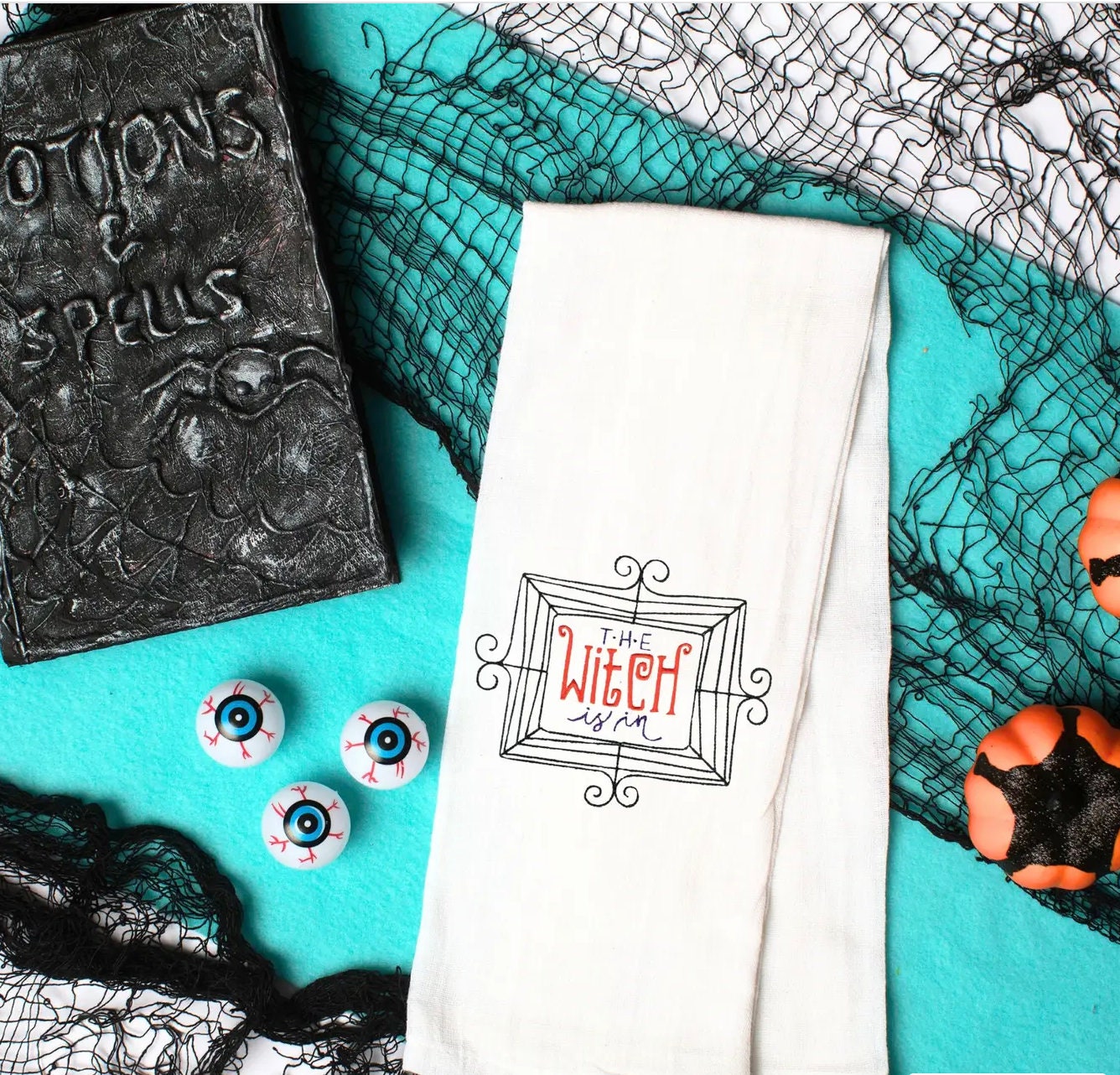 Embroidered Halloween Dish Towel for Autumnal Kitchen Decor and Fall Gift for Best Friend