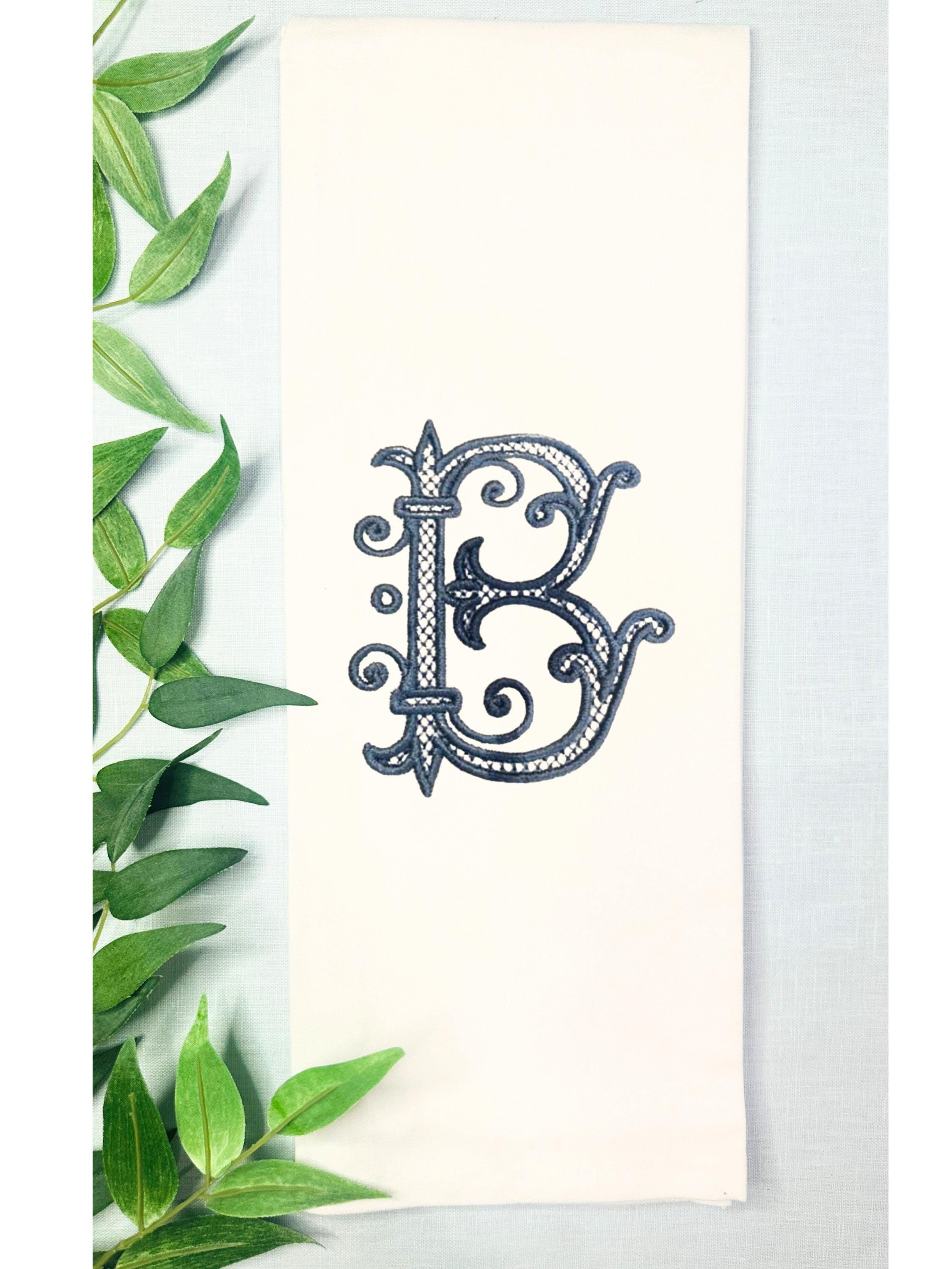 Custom Bridal Shower Gift for Bride from Maid of Honor Tea Towel Embroidered with Initial