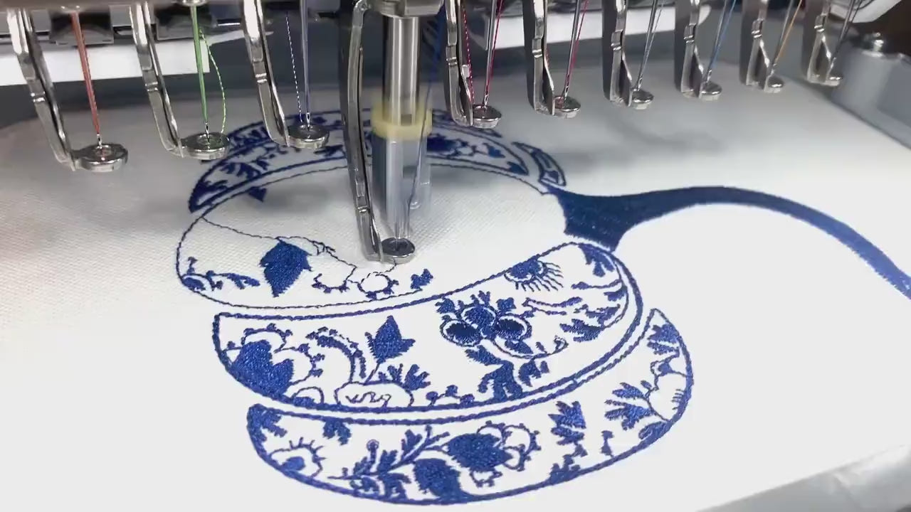 Autumnal Home Decor Embroidered Chinoiserie Blue and White Pumpkin Hostess Gift for Best Friend Female