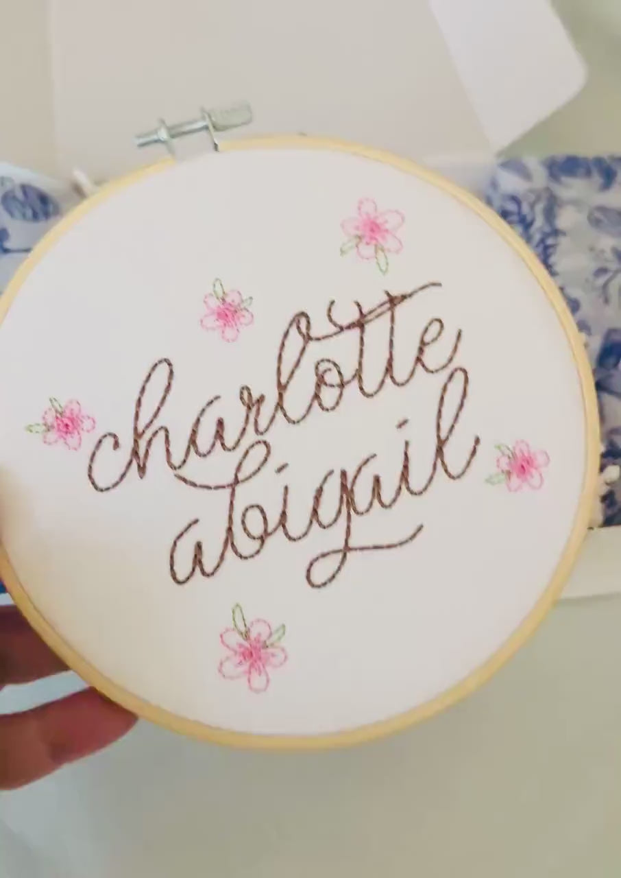 Personalized Embroidered Name Hoop: Floral Nursery Decor, Baby Girl Gift