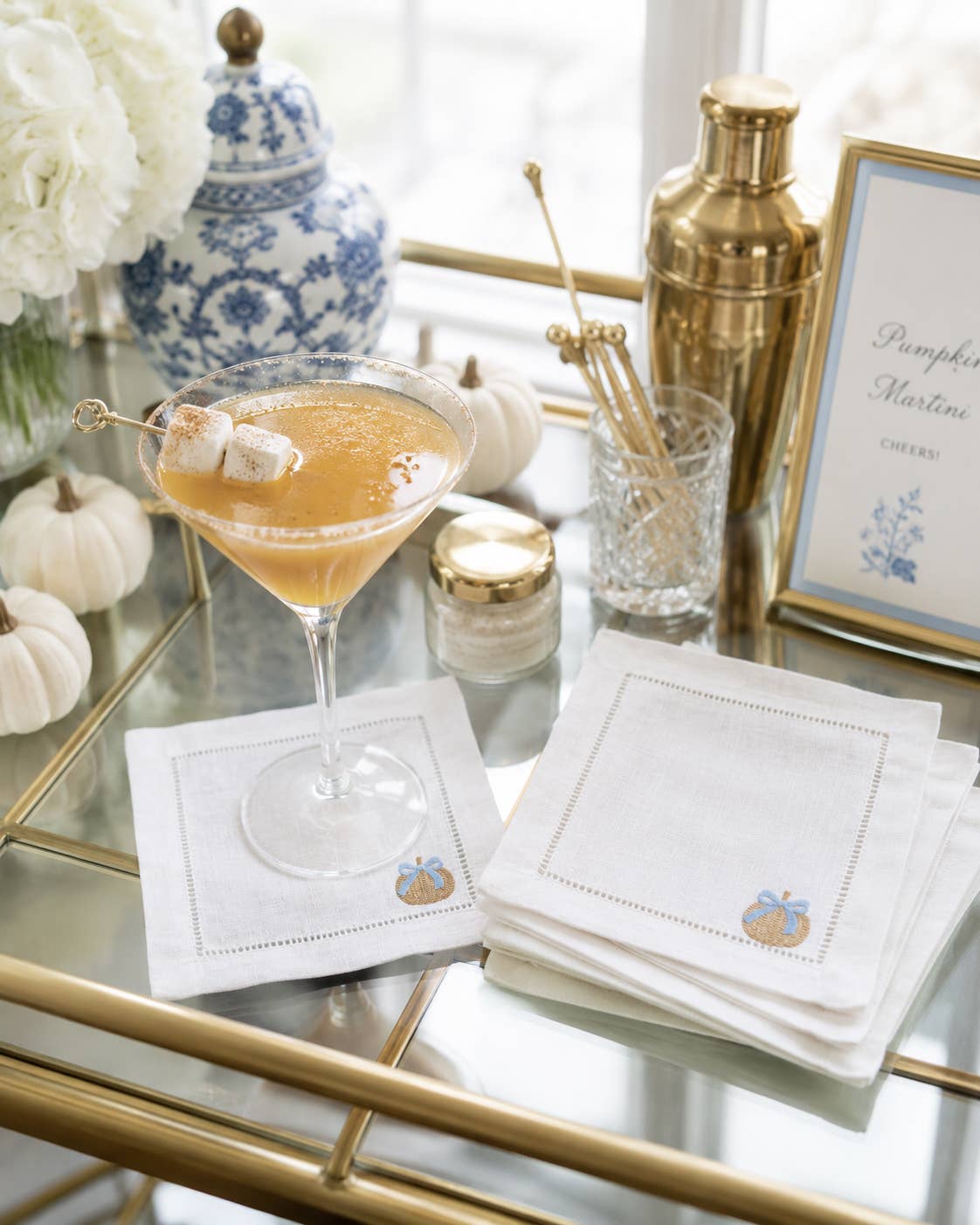 Linen Cocktail Napkins | Pumpkin | Thanksgiving Shop
