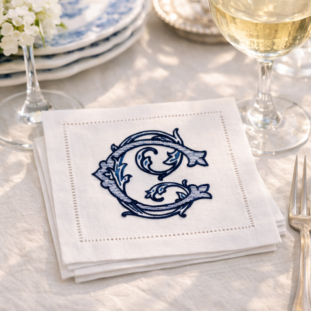 Monogram Linen Cocktail Napkins for Entertaining