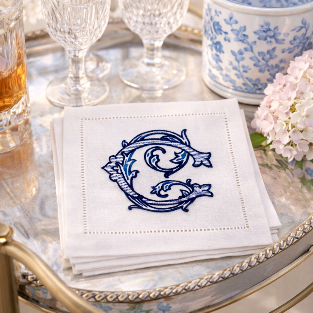 Monogram Linen Cocktail Napkins for Entertaining