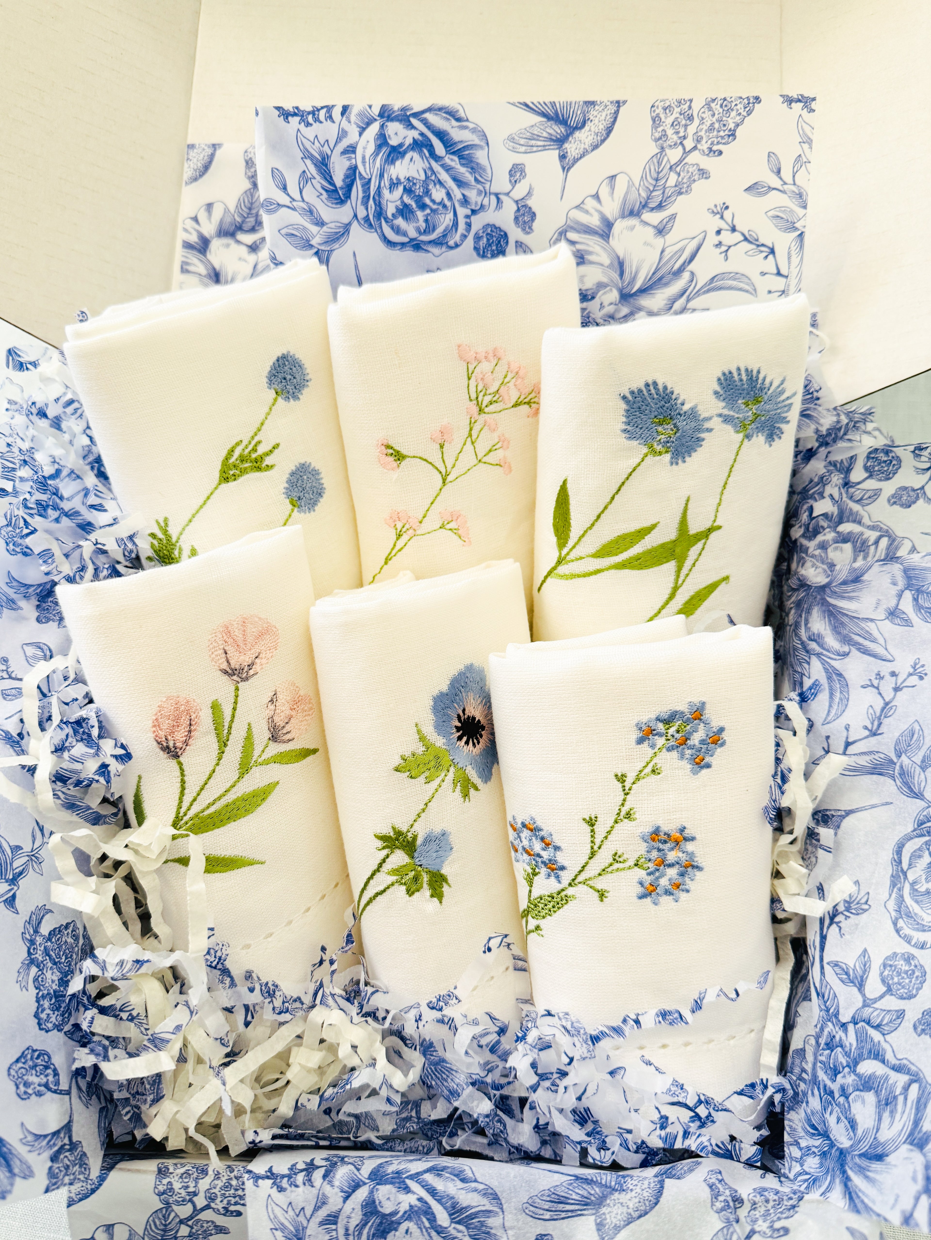 Embroidered Wildflower Dinner Napkins