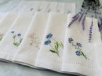 Embroidered Wildflower Linen Dinner Napkins | Floral Table Linens