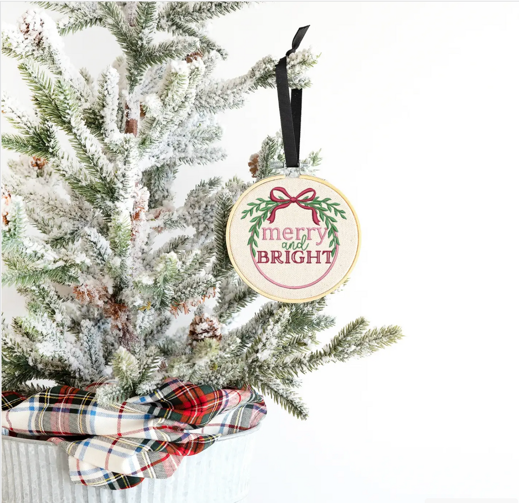 Merry & Bright Embroidered Ornament