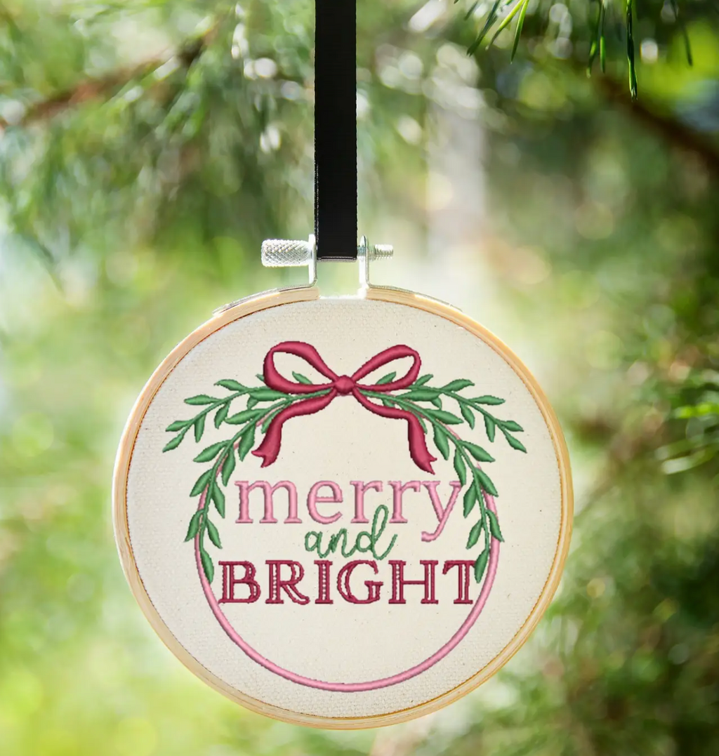 Merry & Bright Embroidered Ornament
