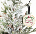 Merry & Bright Embroidered Ornament