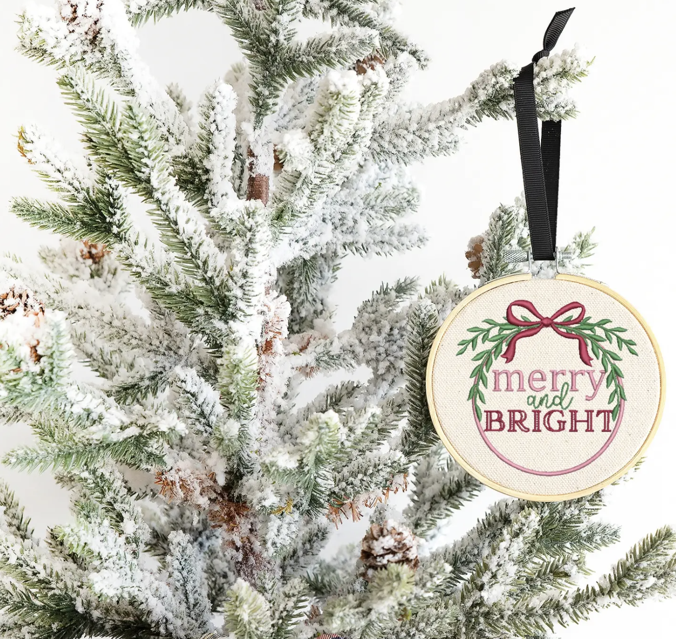 Merry & Bright Embroidered Ornament