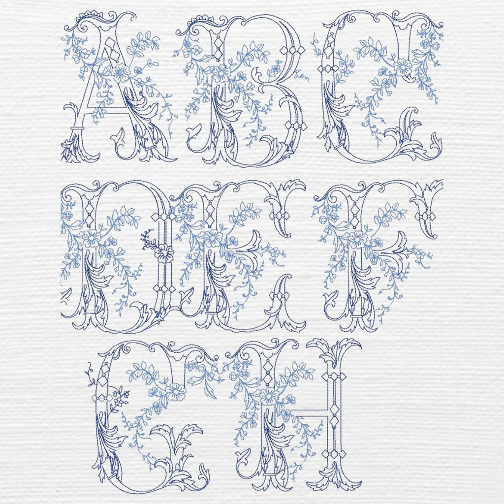 A-H vintage floral A-H alphabet