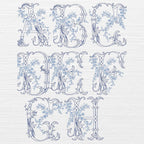 A-H vintage floral A-H alphabet