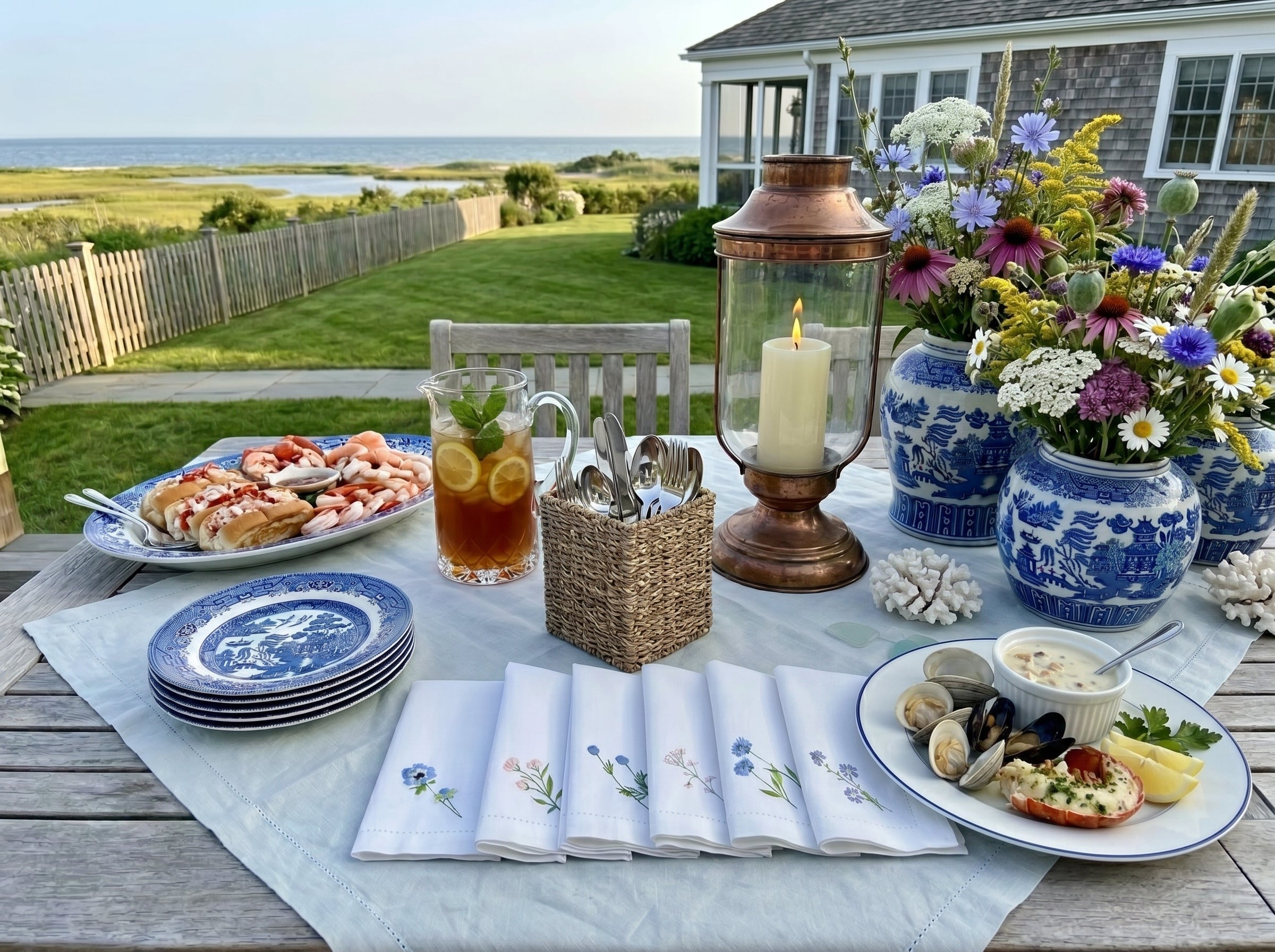 Embroidered Wildflower Dinner Napkins