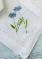 Embroidered Wildflower Linen Dinner Napkins | Floral Table Linens