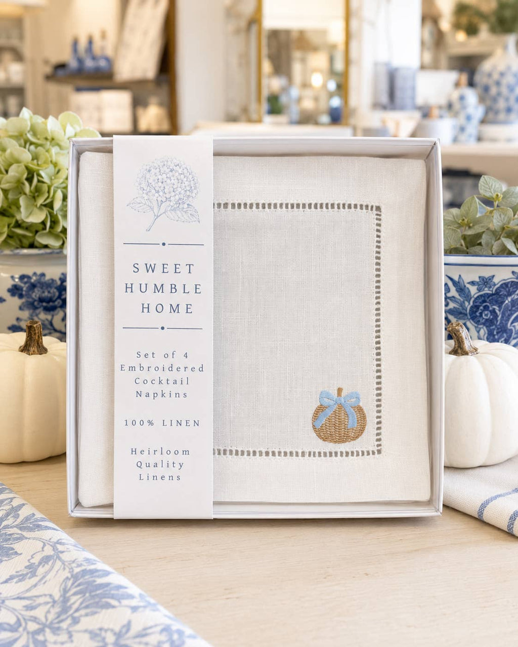 Linen Cocktail Napkins | Pumpkin | Thanksgiving Shop