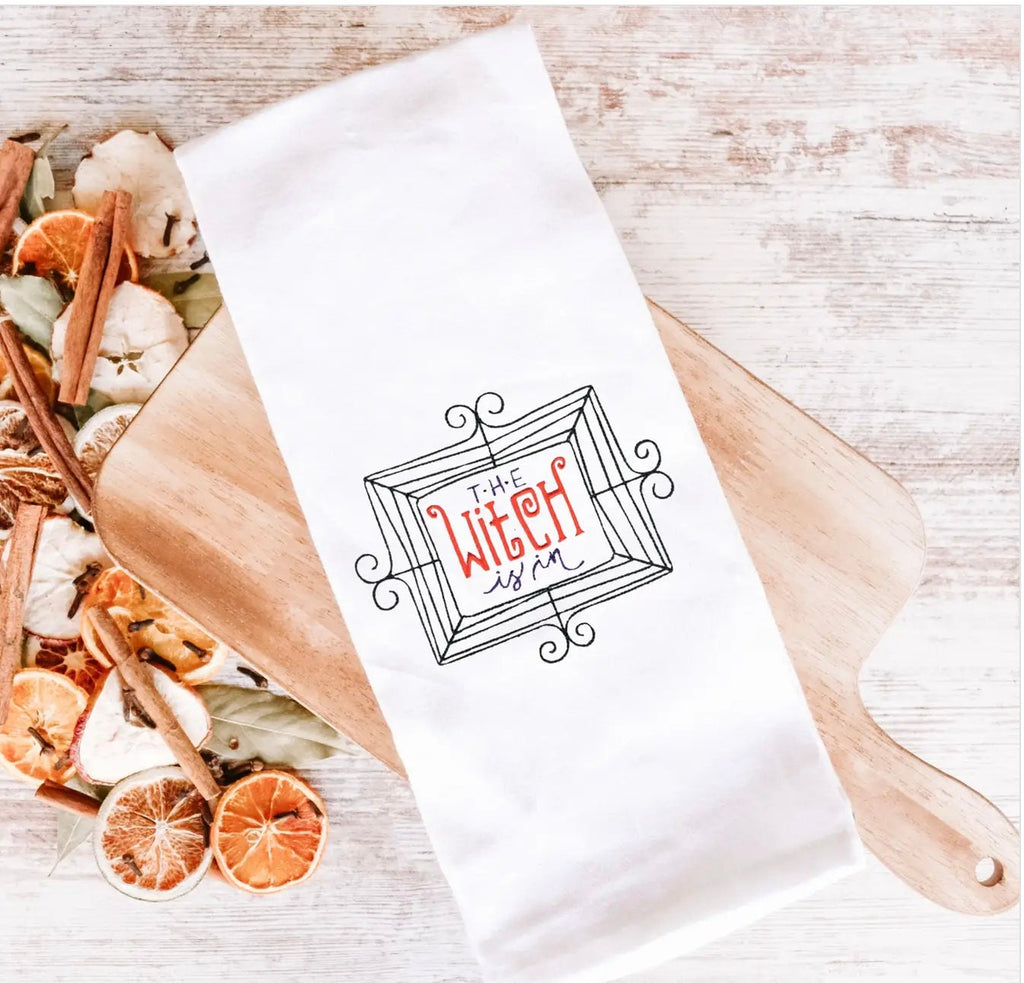 Embroidered Halloween Dish Towel for Autumnal Kitchen Decor and Fall Gift for Best Friend