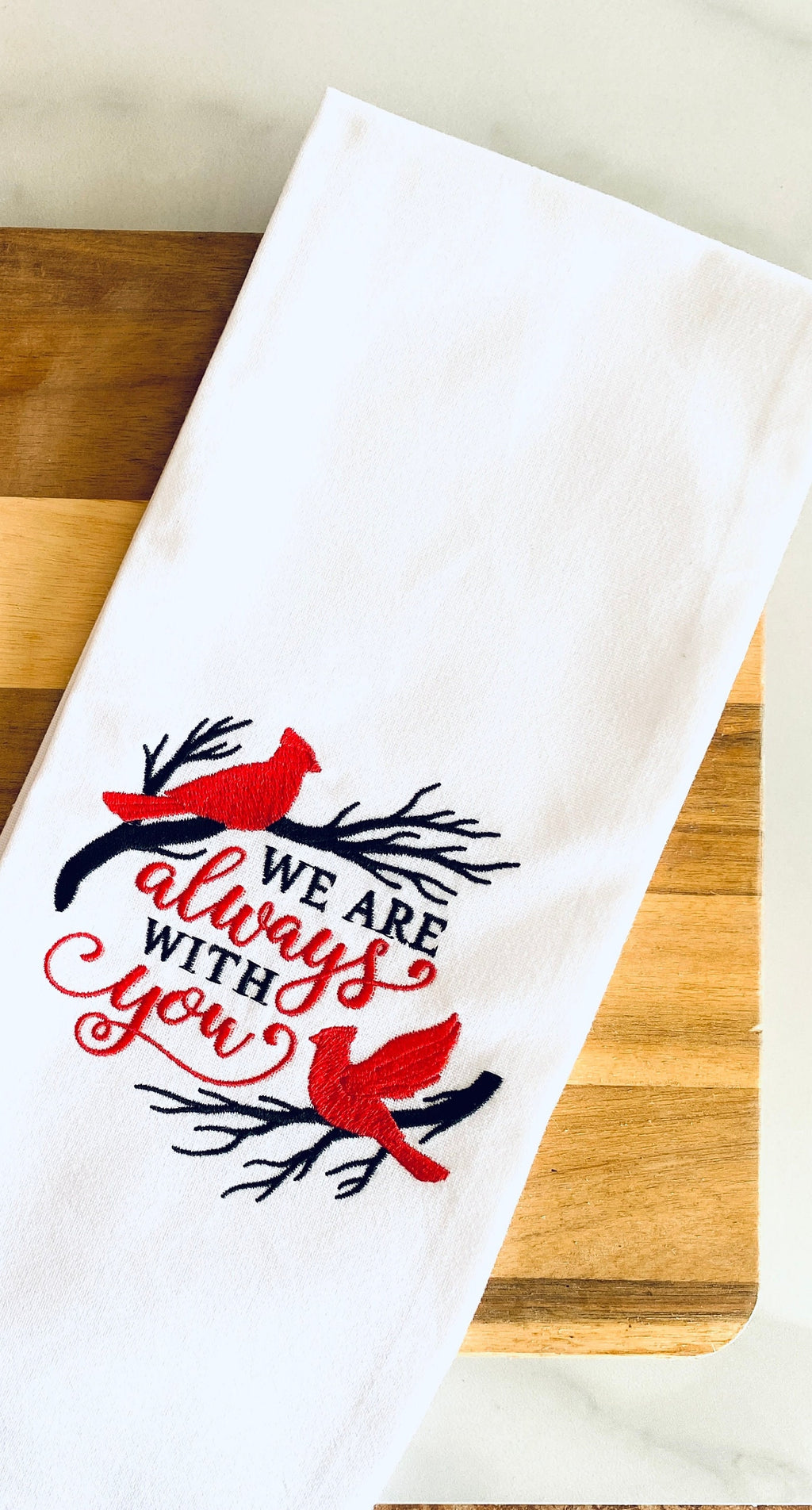 Cardinal Decor Christmas Kitchen Embroidered Towel Memorial Gifts Holiday Gift for Friend