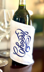 Embroidered Hand Towel, Cheers in blue perfect for sister gift!