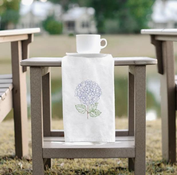 Hydrangea Plant Hanging Kitchen Towel Embroidered Old Money Aesthetic Spring Home Decor Blue and White Housewarming Gift New Home