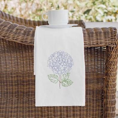 Hydrangea Plant Hanging Kitchen Towel Embroidered Old Money Aesthetic Spring Home Decor Blue and White Housewarming Gift New Home