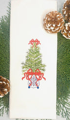 Chinoiserie Christmas Dish Towel – Embroidered Holiday Kitchen Towel, Festive Hostess Present and Unique Teacher Gift