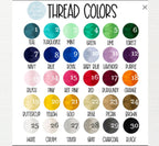 Thread chart for custom embroidered cards with corresponding numbers to personalize.