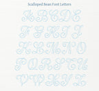A photo with examples of how each of the letters in this font will look when embroidered.