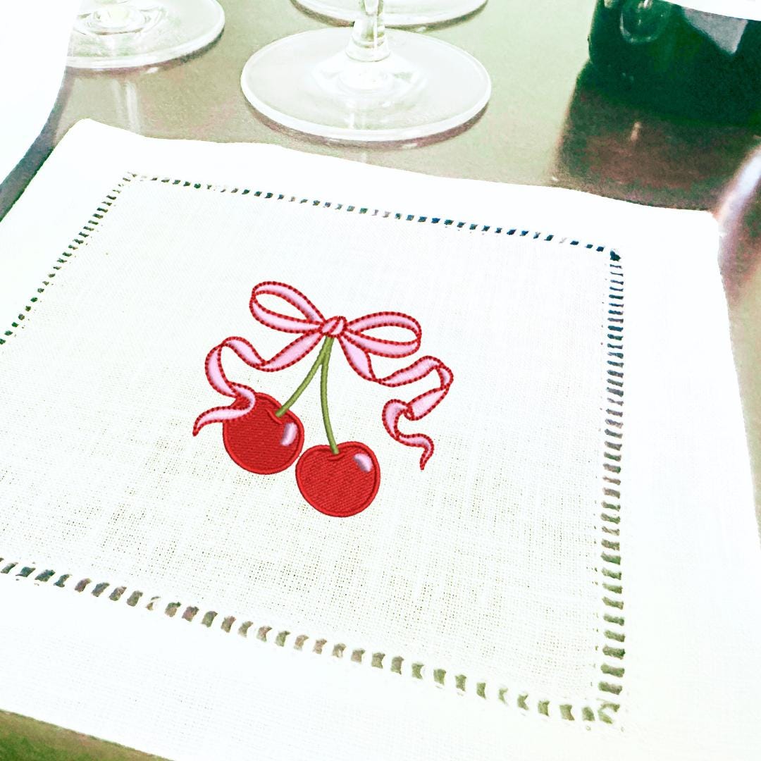 Cherry Bar Cart Decor Cocktail Napkins 50th Birthday Gift for Women Set of 4