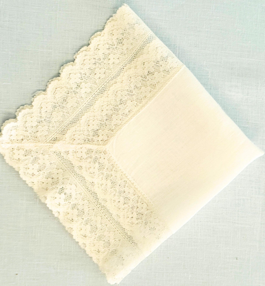 Embroidered Vintage Wedding Handkerchief Custom Initial Bridal Shower Gift for Bride from Maid of Honor