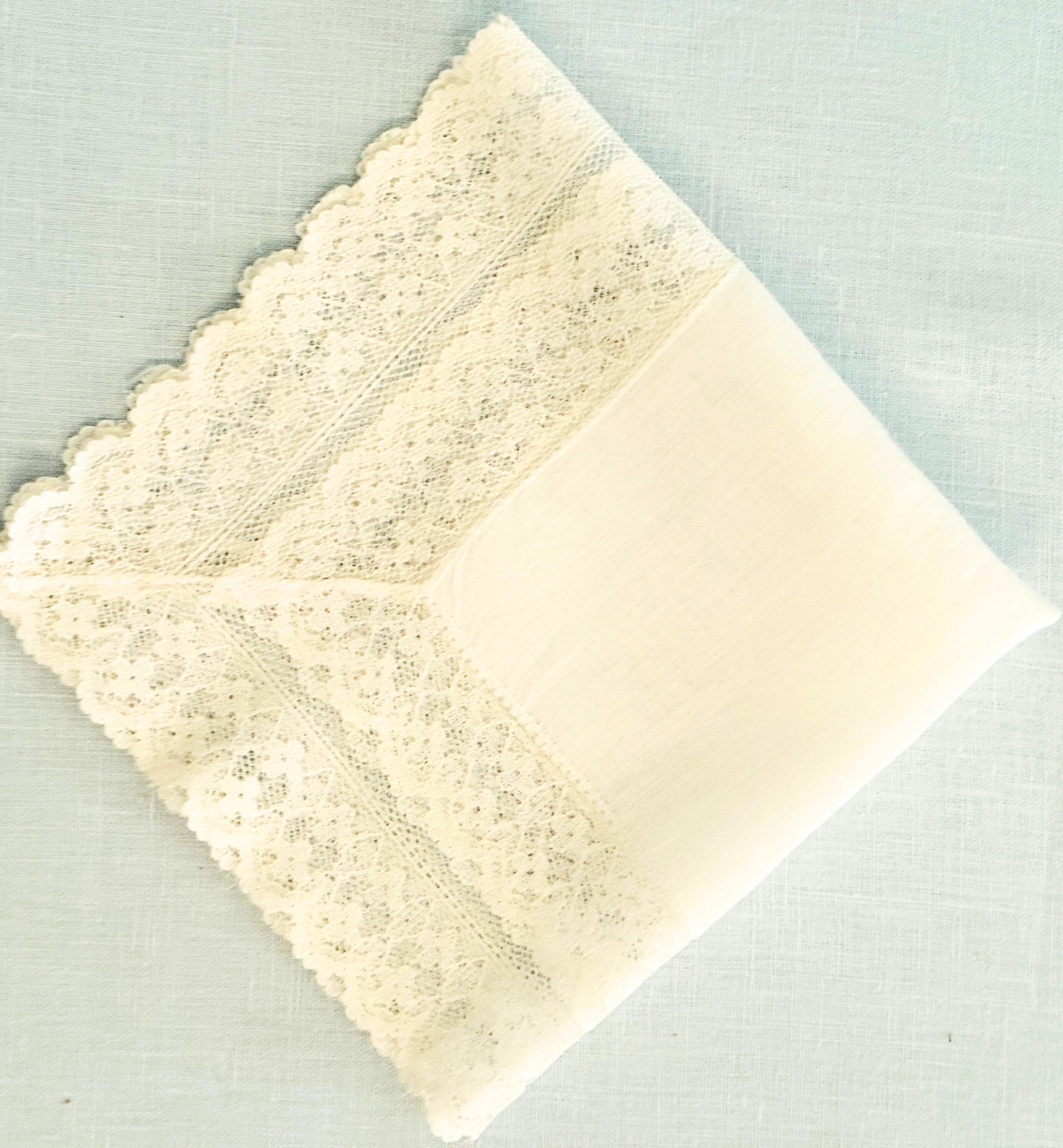 Embroidered Vintage Wedding Handkerchief Custom Initial Bridal Shower Gift for Bride from Maid of Honor