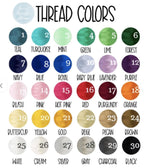 A graphic of the different colors we offer. Please message us with the color you would like.