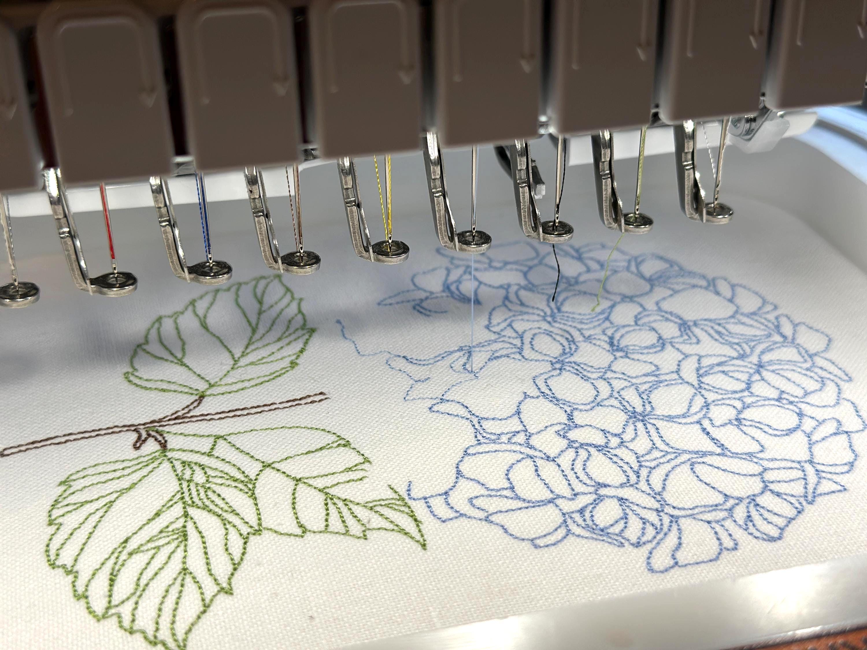 Hydrangea Plant Hanging Kitchen Towel Embroidered Old Money Aesthetic Spring Home Decor Blue and White Housewarming Gift New Home