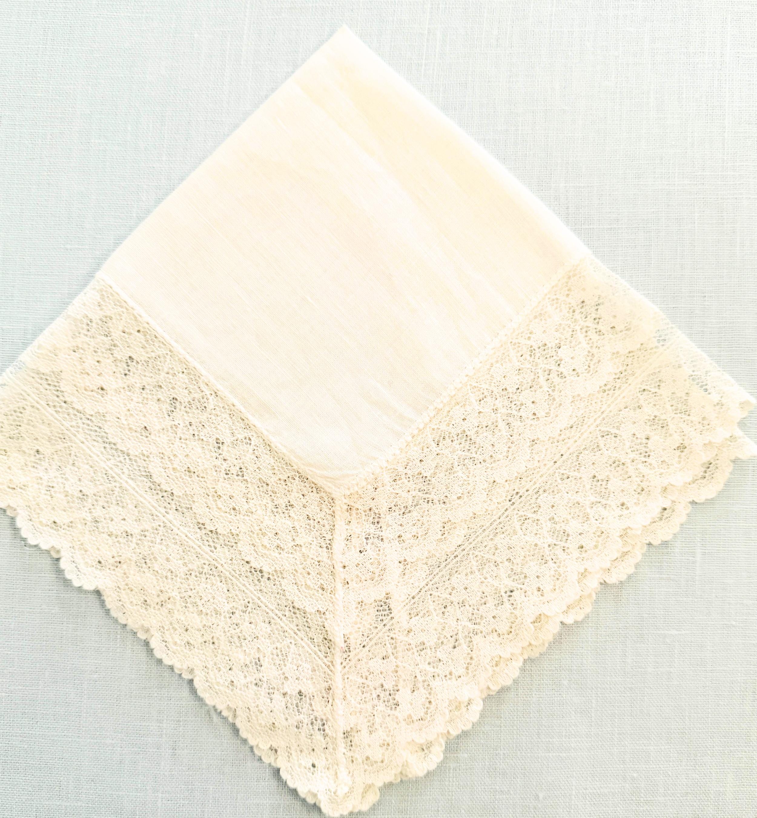 Embroidered Vintage Wedding Handkerchief Custom Initial Bridal Shower Gift for Bride from Maid of Honor