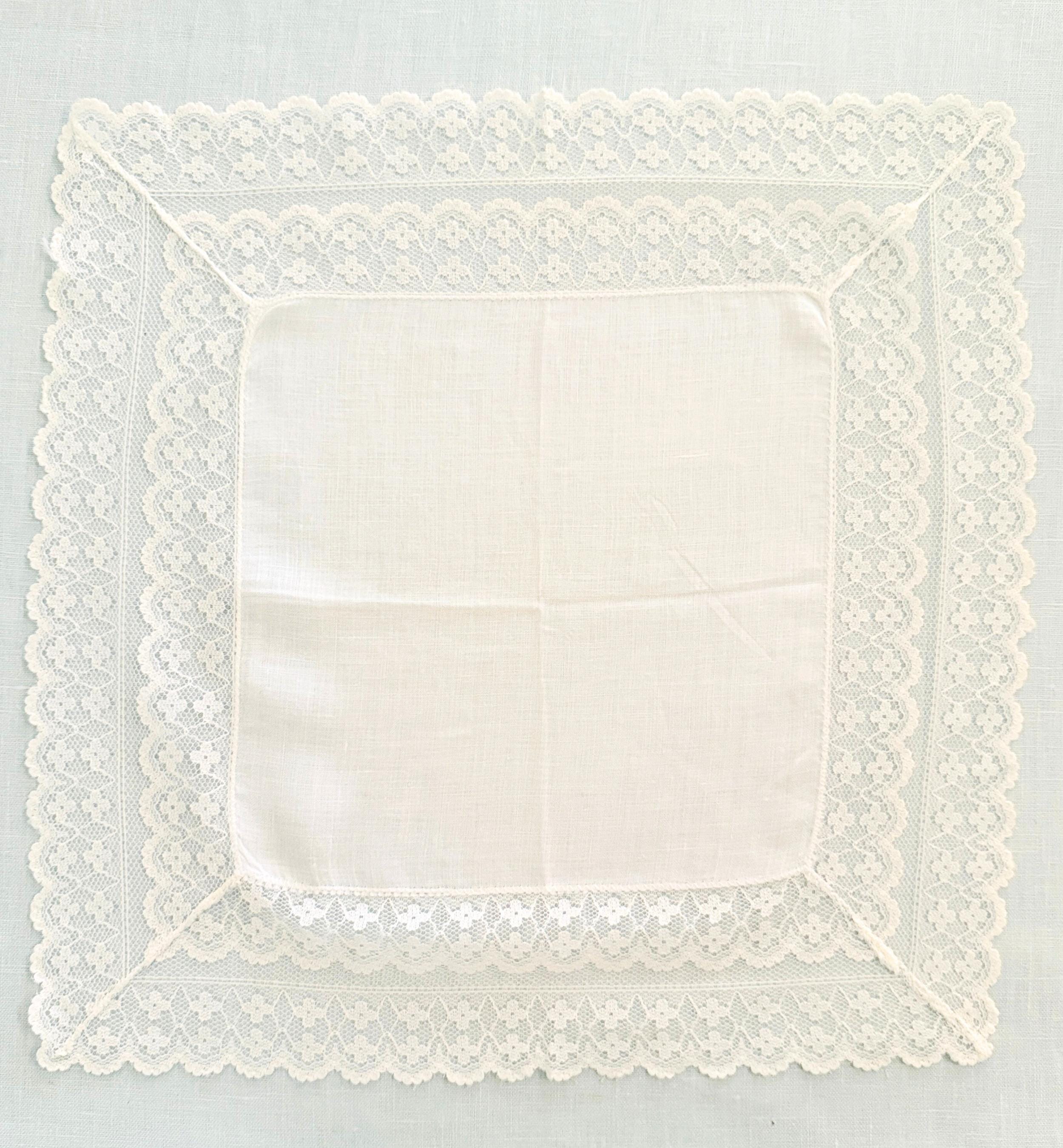 Embroidered Vintage Wedding Handkerchief Custom Initial Bridal Shower Gift for Bride from Maid of Honor