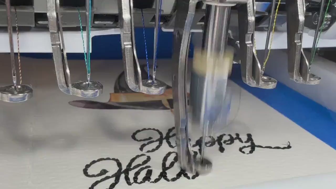 Witch Hat Halloween Handmade Greeting Card: Embroidered Watercolor Art