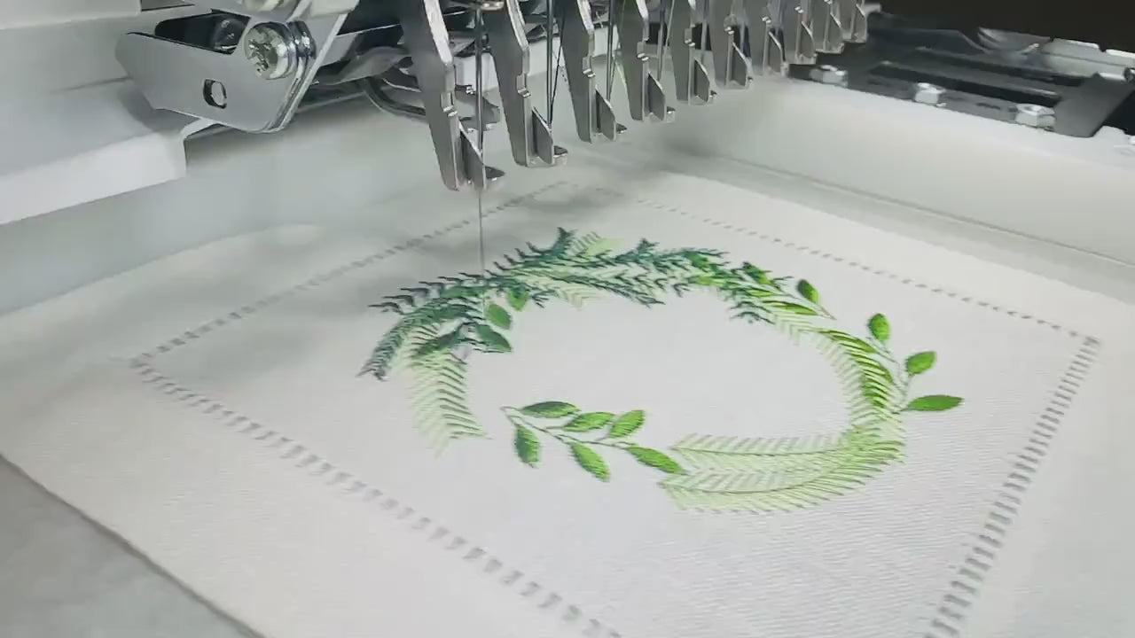 Embroidered Linen Coasters Napkins Set Holiday Wreath Decor Christmas Gift for Mother-in-Law from Daughter-in-Law